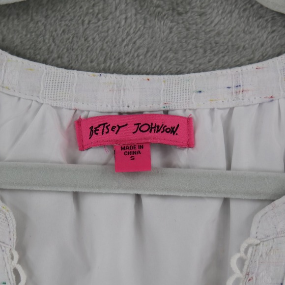 Betsey Johnson White Confetti Tiered Midi Dress Womens Small Short Sleeve V-Neck - Picture 2 of 16